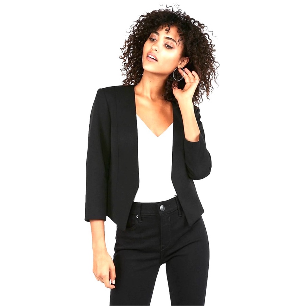 Express Solid Black Cutaway Blazer Jacket Small - image 1